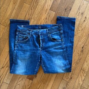 Citizens Of Humanity Emerson Slim Boyfriend Medium Blue Cropped Jeans